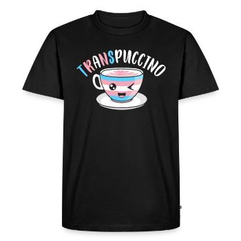 Cappuccino Trans Drapeau Trans Café - T-shirt Premium bio Homme - noir - Devant - Nico (187cm)