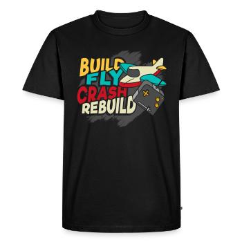 Build Fly Crash Rebuild RC modèle - T-shirt Premium bio Homme - noir - Devant - Nico (187cm)