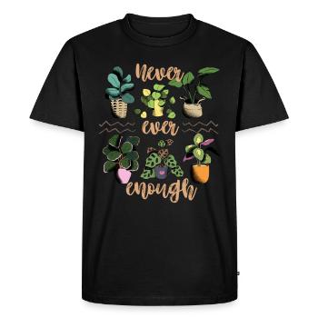 Plants, flower pot, funny saying Plant-Lover - Men's Premium Organic T-Shirt - black - Front - Nico (187cm)