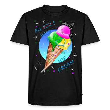 crème glacée crème glacée crème glacée crème glacée vanille - T-shirt Premium bio Homme - noir - Devant - Nico (187cm)