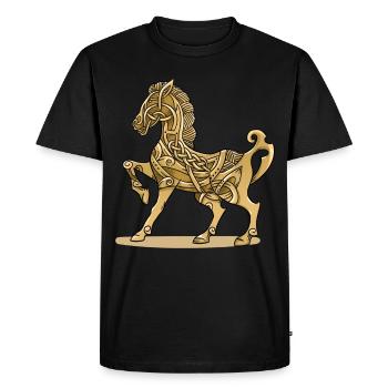 Celtique noeud Cheval Runen décoration cadeau - T-shirt Premium bio Homme - noir - Devant - Nico (187cm)