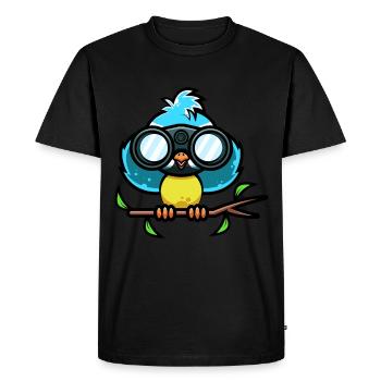 Observation des oiseaux Mer bleue Ornithologue - T-shirt Premium bio Homme - noir - Devant - Nico (187cm)