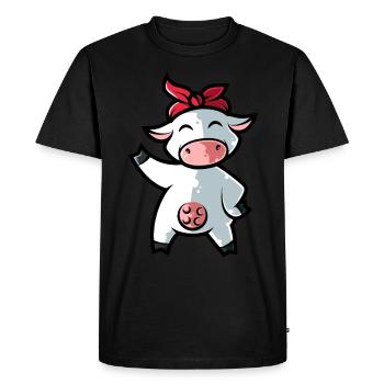 Kuh Bandana Design pour producteur de lait paysanne - T-shirt Premium bio Homme - noir - Devant - Nico (187cm)
