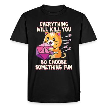 T-shirt chat Dungeon RPG pour RPG Gamer - T-shirt Premium bio Homme - noir - Devant - Nico (187cm)