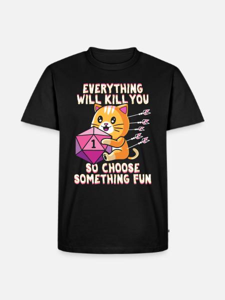 Dungeon RPG Katze Shirt für RPG Gamer - Herre Premium økologisk T-shirt - sort
