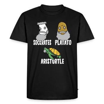 Philosophie de Socrate Platon Aristote - T-shirt Premium bio Homme - noir - Devant - Nico (187cm)