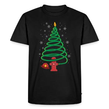 Christmas Tree Shirt for Firefighter - Men's Premium Organic T-Shirt - black - Front - Nico (187cm)