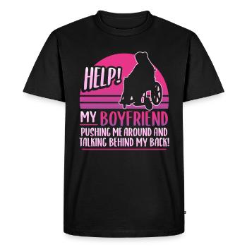 Chemise en fauteuil roulant pour les utilisateurs de fauteuils roulants - T-shirt Premium bio Homme - noir - Devant - Nico (187cm)
