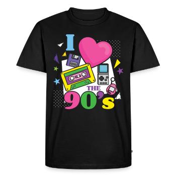 J'aime les années 90 pour tous ceux qui aiment les années 90 - T-shirt Premium bio Homme - noir - Devant - Nico (187cm)
