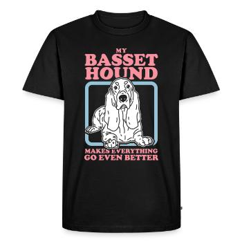 Basset Hound Chiens | Cadeau de propriétaire de chien - T-shirt Premium bio Homme - noir - Devant - Nico (187cm)