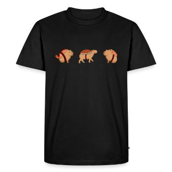 Conception d’animaux de compagnie Capybara pour un amateur de sushis - T-shirt Premium bio Homme - noir - Devant - Nico (187cm)