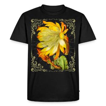 Fleur de cactus, illustration botanique vintage - T-shirt Premium bio Homme - noir - Devant - Nico (187cm)