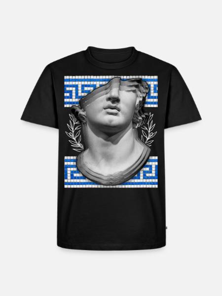 Greece, ancient sculpture, meandering pattern - Men's Premium Organic T-Shirt - black
