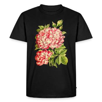 Motif rose rose, rétro vintage, botanique - T-shirt Premium bio Homme - noir - Devant - Nico (187cm)