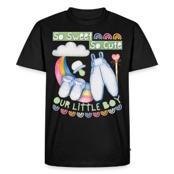 Bébé, bébé garçon, bébé garçon, dire avec arc-en-ciel - T-shirt Premium bio Homme - noir - Devant - Nico (187cm)