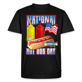 Hot Dog Saying, National Hot Dog Day - Men's Premium Organic T-Shirt - black - Front - Nico (187cm)