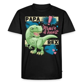 Papa dinosaure, papa papa dinosaure, dicton drôle - T-shirt Premium bio Homme - noir - Devant - Nico (187cm)