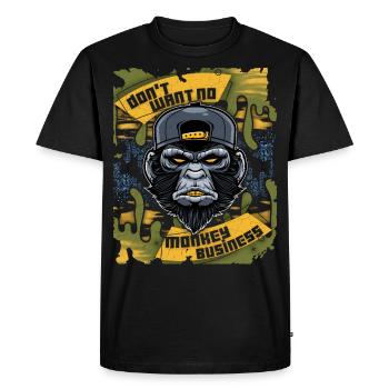 Monkey, Monkey Monkey, Funny Saying Monkey Business - Men's Premium Organic T-Shirt - black - Front - Nico (187cm)