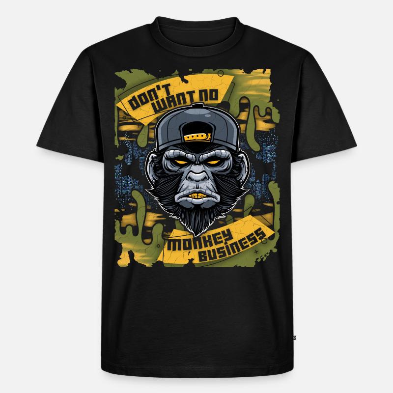 Affe, Monkey-Affe, lustiger Spruch Monkey-Business - Männer Premium Bio T-Shirt - Schwarz