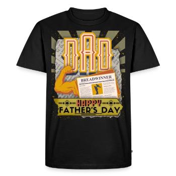 Dad, Father's Day, Vintage Happy Father's Day - Men's Premium Organic T-Shirt - black - Front - Nico (187cm)