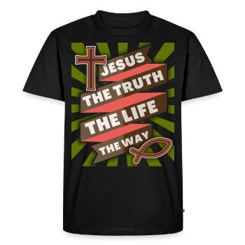 Jésus-Christ Jésus disant la motivation chrétienne - T-shirt Premium bio Homme - noir - Devant - Nico (187cm)