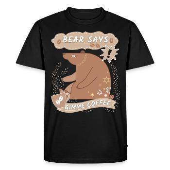 Drôle d’ours, ours de café, drôle de café disant - T-shirt Premium bio Homme - noir - Devant - Nico (187cm)