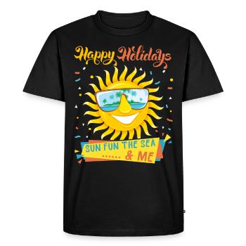 Vacances à la mer, vacances, soleil qui rit, dire - T-shirt Premium bio Homme - noir - Devant - Nico (187cm)