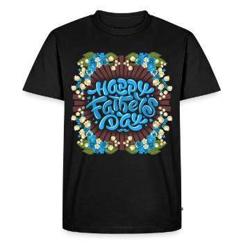 Bonne fête des pères, fête des pères, muguet vintage - T-shirt Premium bio Homme - noir - Devant - Nico (187cm)