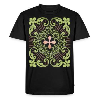 Croix de Jésus, Croix de Jésus-Christ, Croix vintage - T-shirt Premium bio Homme - noir - Devant - Nico (187cm)