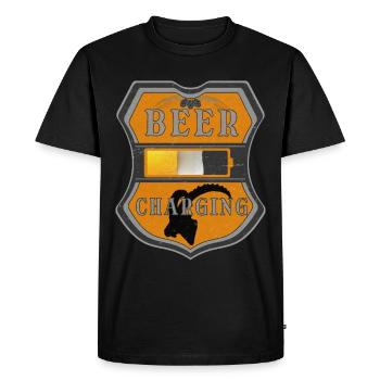 BEER CHARGING - Men's Premium Organic T-Shirt - black - Front - Nico (187cm)