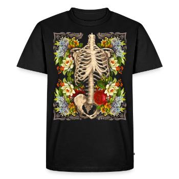 Skeleton with vintage roses, biker design - Men's Premium Organic T-Shirt - black - Front - Nico (187cm)
