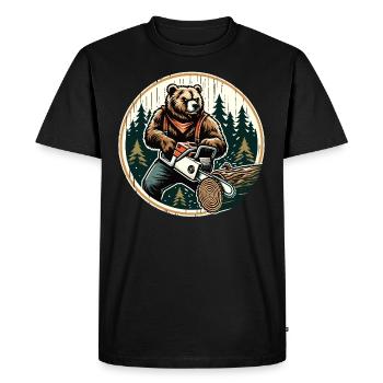 Lumberjack Bear Power and nature in harmony - Men's Premium Organic T-Shirt - black - Front - Nico (187cm)