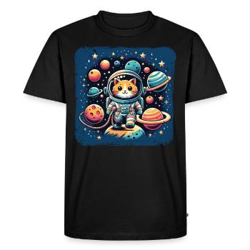 Cosmo, Chat, Astronaute, Espace, Kitty - T-shirt Premium bio Homme - noir - Devant - Nico (187cm)