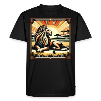 Roi Savannah Lion Style Art Déco - T-shirt Premium bio Homme - noir - Devant - Nico (187cm)