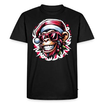 Cool Christmas Monkey Graffiti Street Art Style - Men's Premium Organic T-Shirt - black - Front - Nico (187cm)