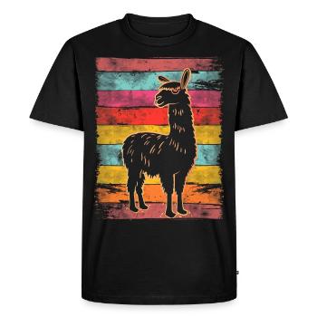Lama Alpaga Vintage - T-shirt Premium bio Homme - noir - Devant - Nico (187cm)