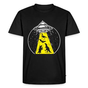UFO dinosaur - Men's Premium Organic T-Shirt - black - Front - Nico (187cm)