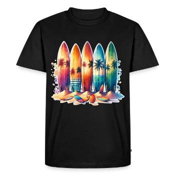Surfeurs - T-shirt Premium bio Homme - noir - Devant - Nico (187cm)