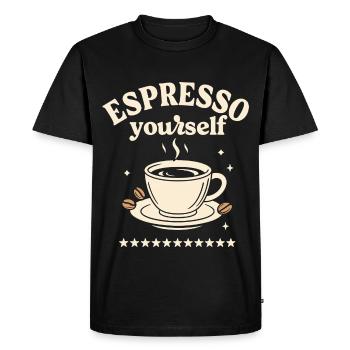 Espresso Yourself Coffee Saying - Men's Premium Organic T-Shirt - black - Front - Nico (187cm)