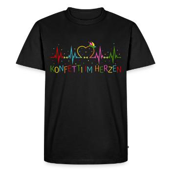 Fasching Herzschlag EKG Konfetti im Herzen Party - Männer Premium Bio T-Shirt - Schwarz - Vorne - Nico (187cm)