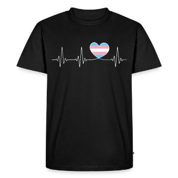 Transgenre Battements de coeur Pride Month CSD - T-shirt Premium bio Homme - noir - Devant - Nico (187cm)