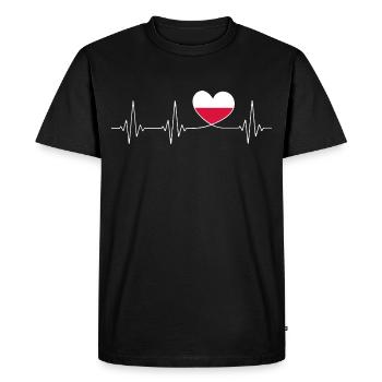Battements de coeur Pologne Amour de la patrie Drapeau polonais - T-shirt Premium bio Homme - noir - Devant - Nico (187cm)