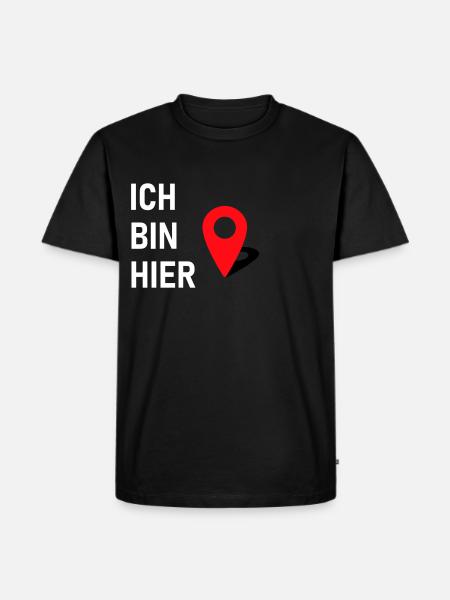 Ich bin hier 📍 - Männer Premium Bio T-Shirt - Schwarz