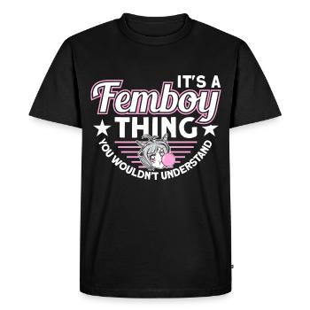 Crossdressing Anime Femboy - T-shirt Premium bio Homme - noir - Devant - Nico (187cm)