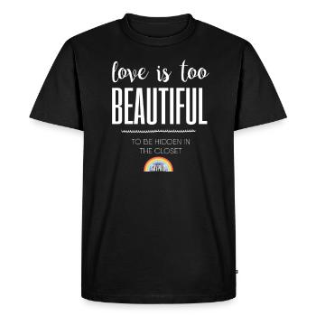 L'amour est trop beau drapeau arc-en-ciel de fierté gay LGBT - T-shirt Premium bio Homme - noir - Devant - Nico (187cm)