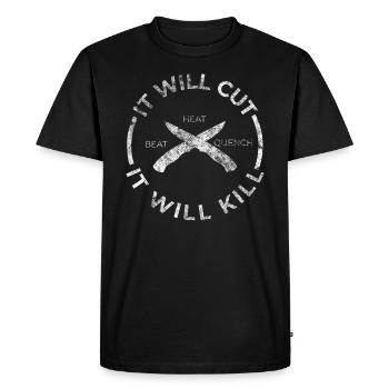 Chemise De Forgeron Métal Ouvrier Cutter Enclume - T-shirt Premium bio Homme - noir - Devant - Nico (187cm)