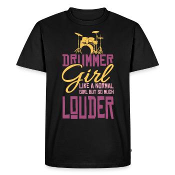 Fille de batteur Musicien Fille de cadeau de batteur - T-shirt Premium bio Homme - noir - Devant - Nico (187cm)