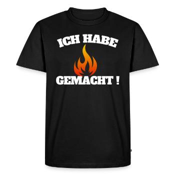 Ich habe Feuer gemacht - Männer Premium Bio T-Shirt - Schwarz - Vorne - Nico (187cm)