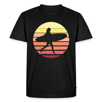Surfeuse surfeuse vintage surfeur - T-shirt Premium bio Homme - noir - Devant - Nico (187cm)