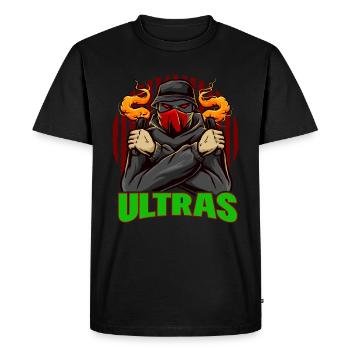 Football Ultra Hooligan Design - Men's Premium Organic T-Shirt - black - Front - Nico (187cm)